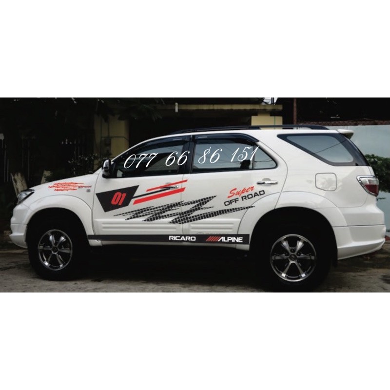 Tem Dán Sườn Xe Fortuner.Tem dán sườn xe 7 chỗ