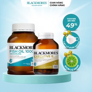 Combo Viên uống dầu cá Khử mùi 1000mg Fish oil Blackmores 400 viên, Viên uống giảm stress Executive B 125 viên