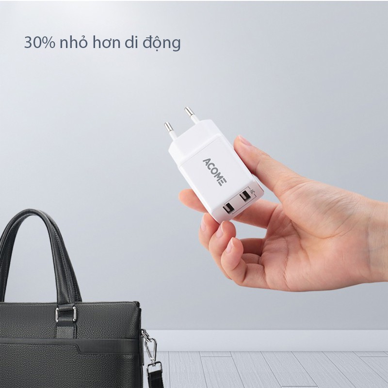 Cốc Sạc ACOME AC03 2 Cổng USB Sạc Nhanh 2.4A Tương Thích Với Các Dòng Điện Thoại Android/iOS - BẢO HÀNH 12 THÁNG