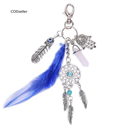 Móc chìa khoá hình Dreamcatcher bằng hợp kim mạ bạc dài 16cm phong cách Bohemia đáng yêu cho nữ