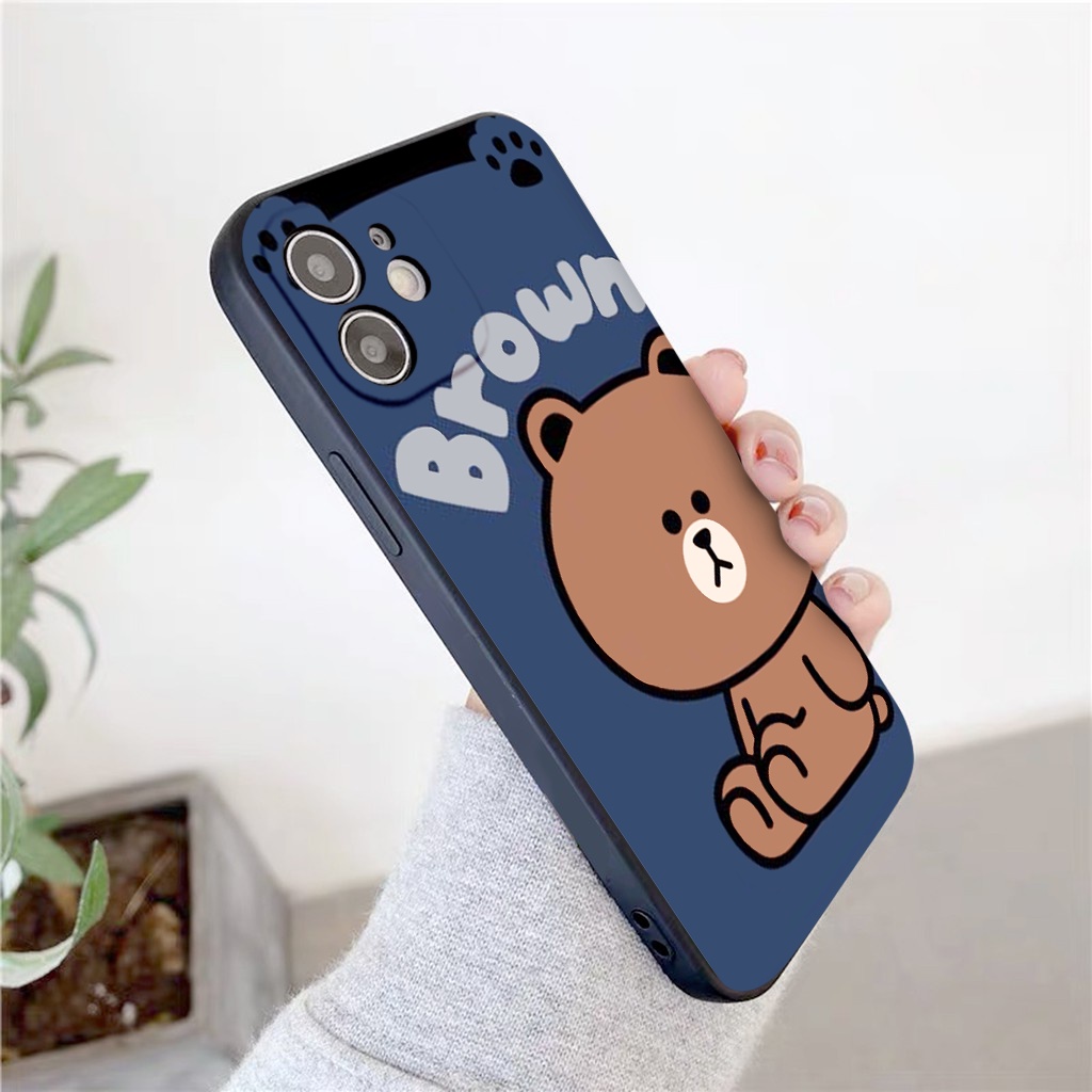 Ốp lưng iphone gấu nền xanh brown mocha ốp iphone 6/6plus/6s/6splus/7/7plus/8/8plus/x/xr/xs/11/12/13/pro