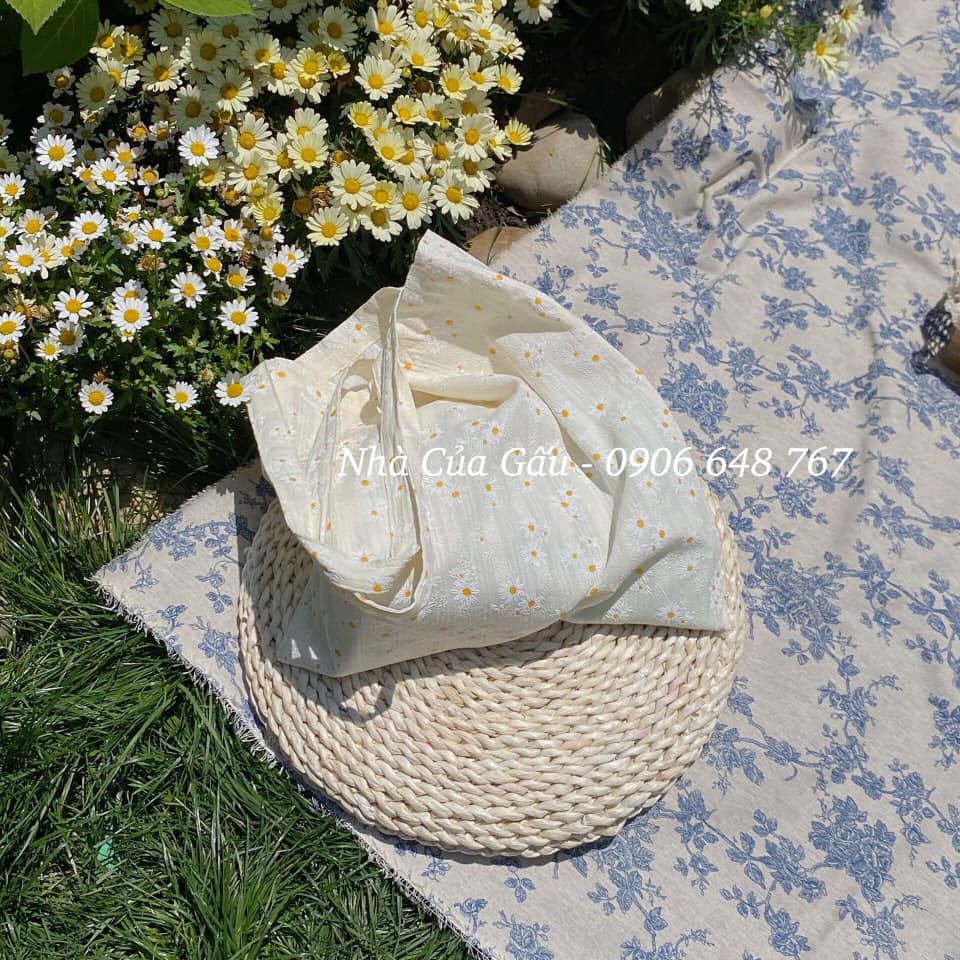 Túi tote vải cúc họa mi xinh xắn