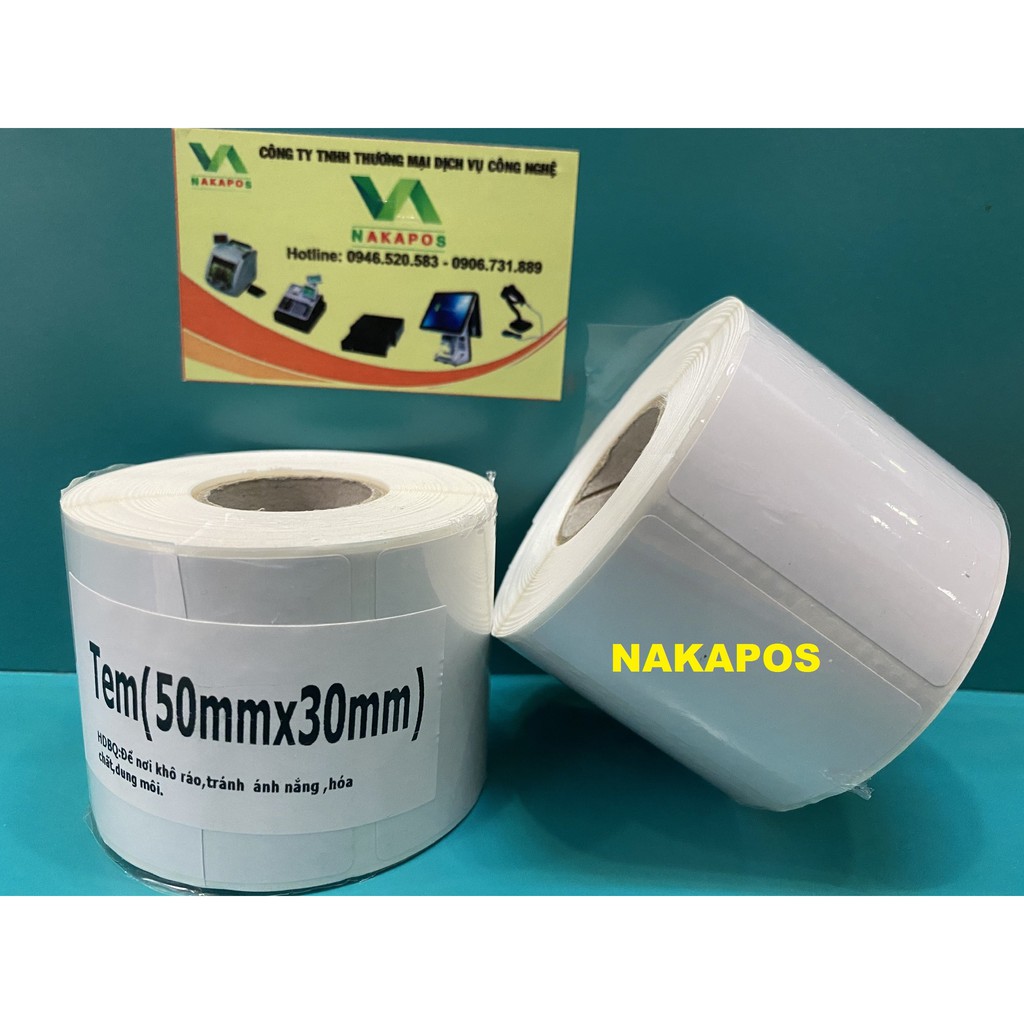 Cuộn 900 tem trà sữa 50x30 - Tem nhiệt in tem nhãn, in mã vạch 50x30mm - 5x3cm