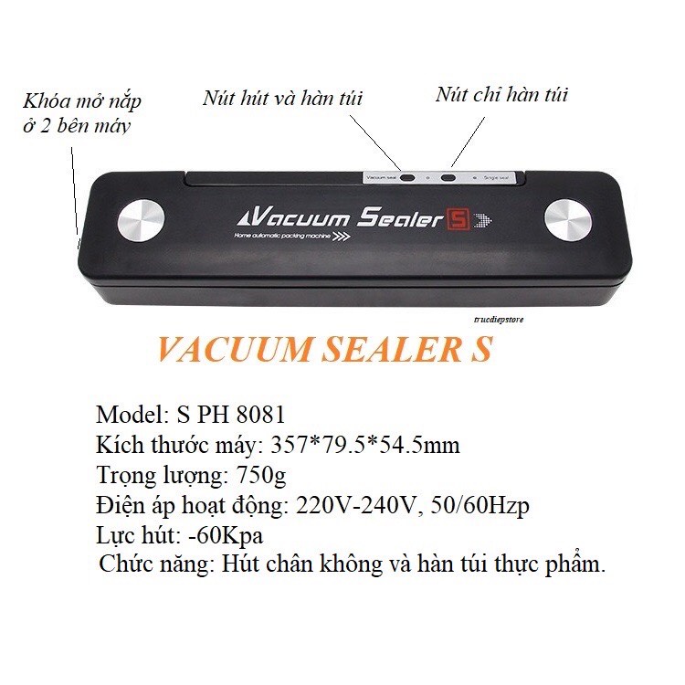 Máy hút chân không máy hàn miệng túi đóng gói và bảo quản thực phẩm Vacuum Sealer cao cấp tiện lợi