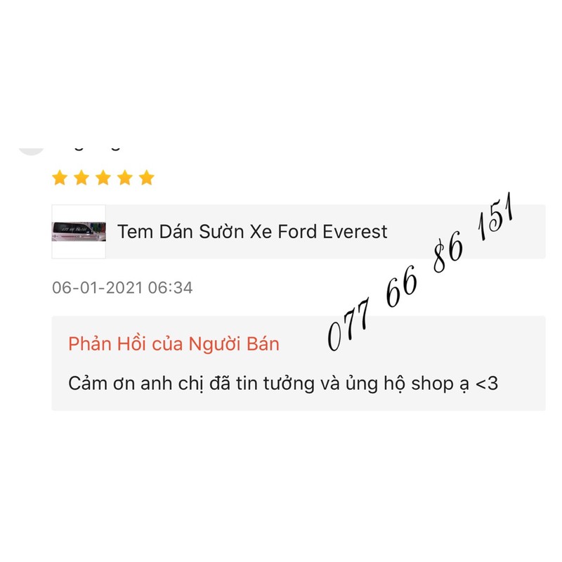 Tem Dán Sườn Xe Ford Everest