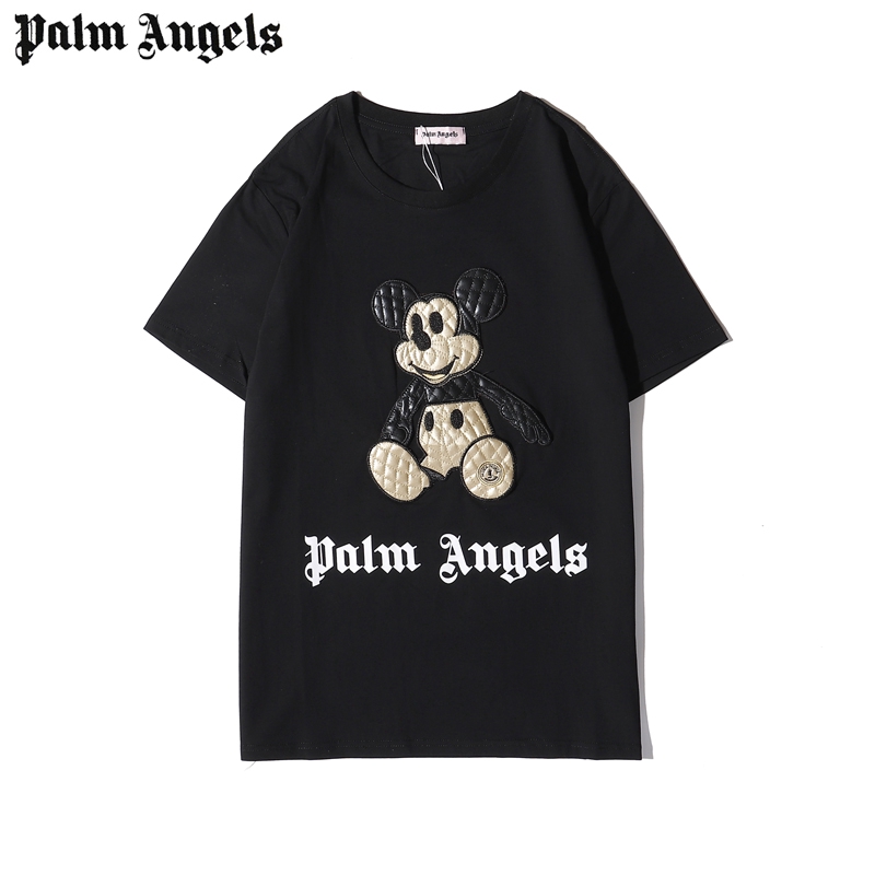 Palm Angels Mickey Embroidery Short Sleeve T-shirt Casual Tee Unisex Tops