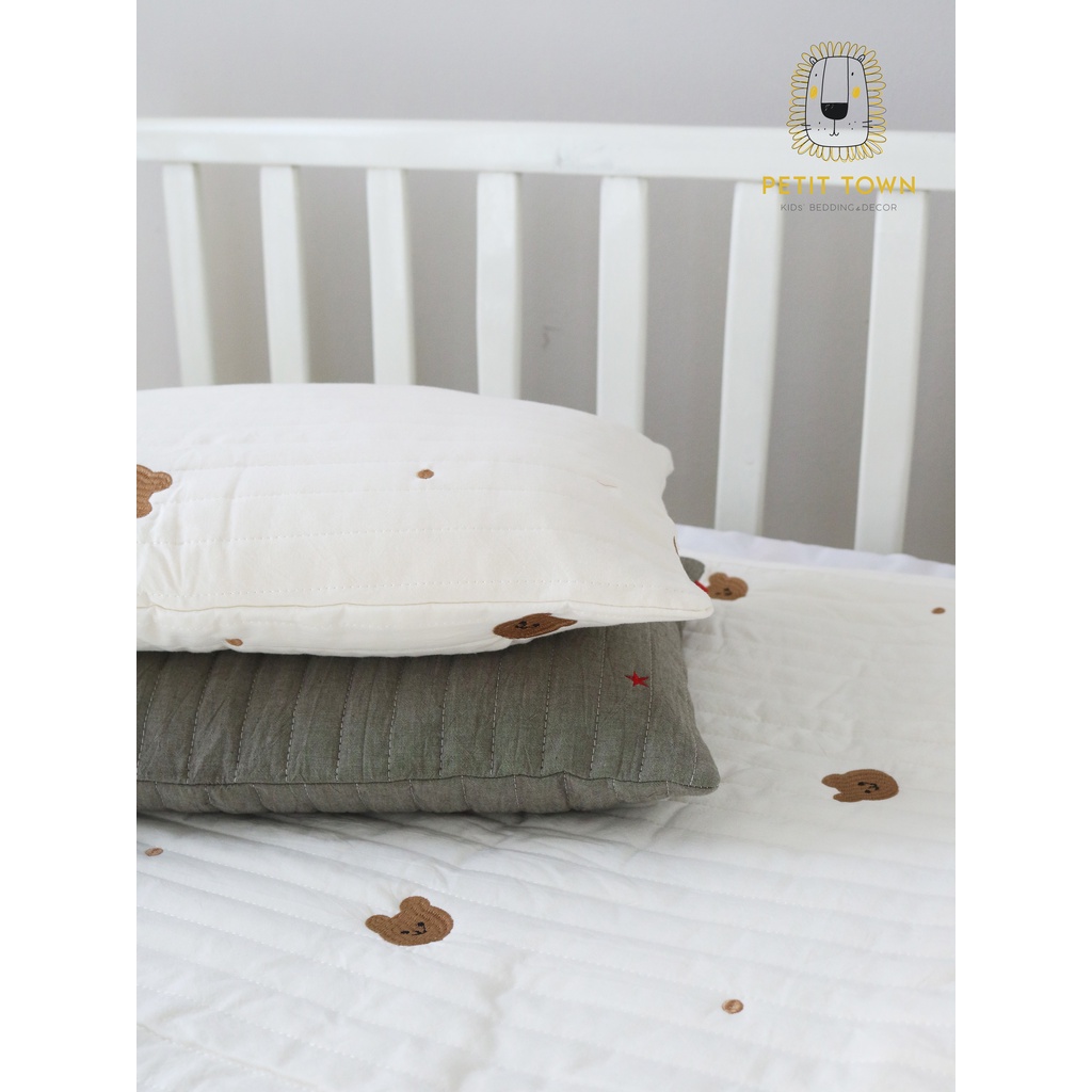 Gối organic cotton 2 lớp bông gòn tự nhiên trẻ em,gối nằm cho bé