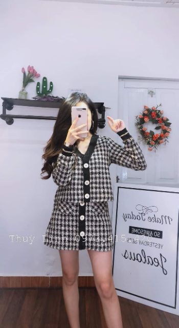 [SẴN] SET DẠ TWEED KẺ SIÊU XINH