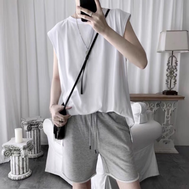 Áo thun sát nách unisex form rộng Trơn tanktop nam nữ ulzzang Wind