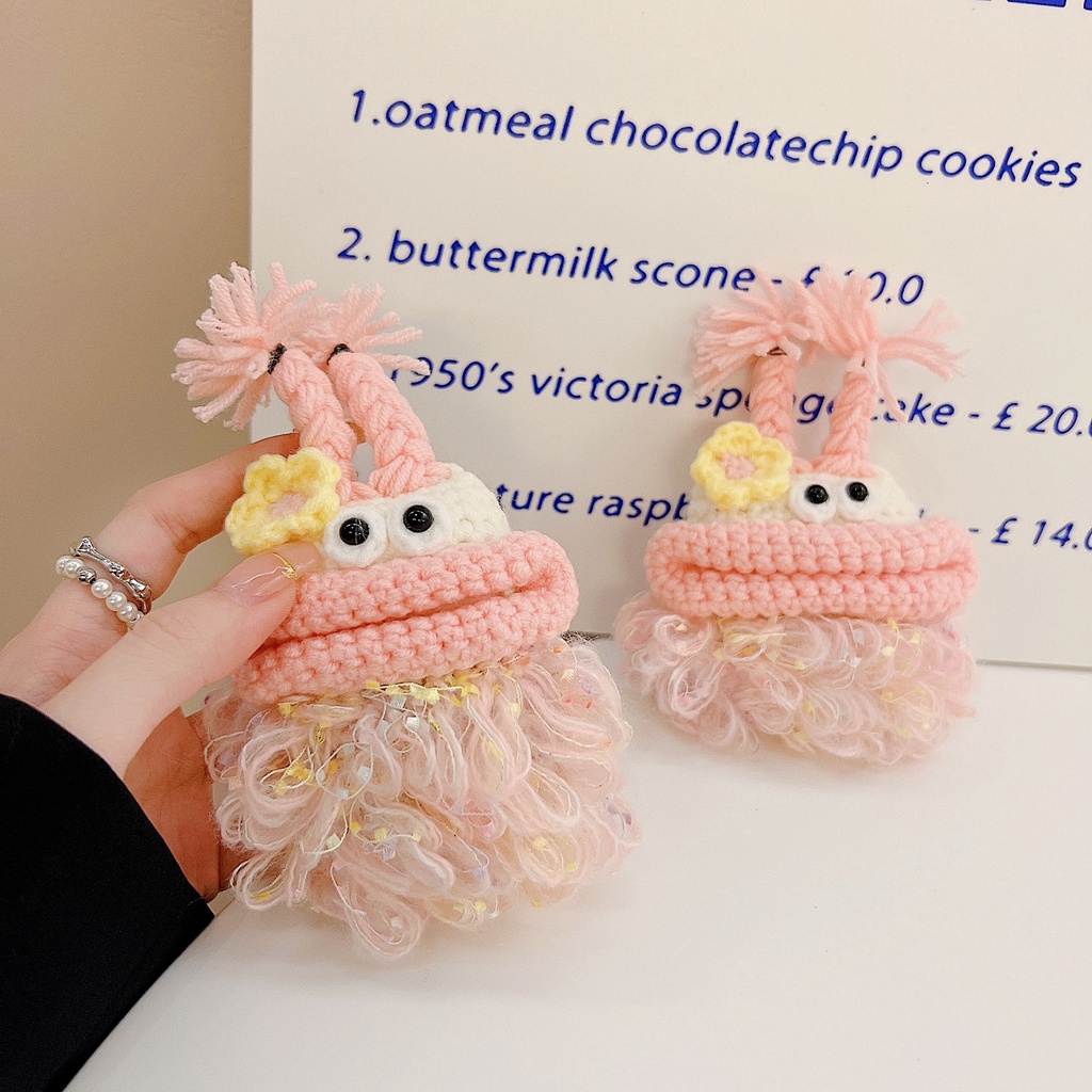 Vỏ Bảo Vệ Hộp Sạc Tai Nghe Bluetooth Không Dây AirPods 1 2 pro 3 2021 gen3 Bằng Lông Nhung Mềm Họa Tiết Hoạt Hình Màu Hồng / Xanh Lá