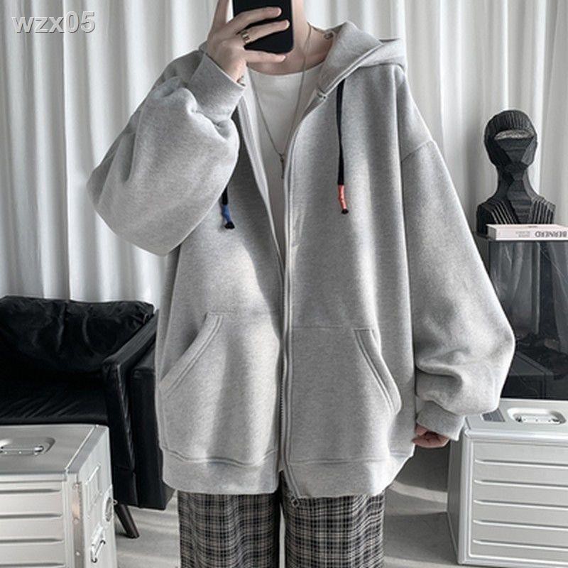 Áo len nam cardigan mùa xuân và thu phiên bản Hàn Quốc in size lớn khoác có mũ màu chất rắn hoang dã cỡ