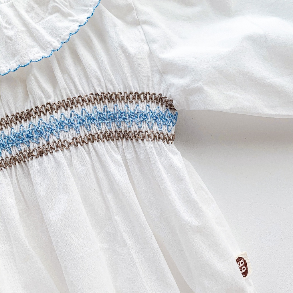 Set đồ liền thân tay dài + mũ thêu hoa dành cho bé gái sơ sinh