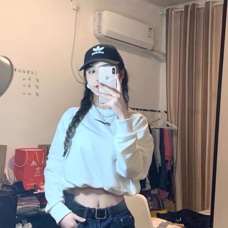 Áo croptop tay dài bo eo in hình ullzang