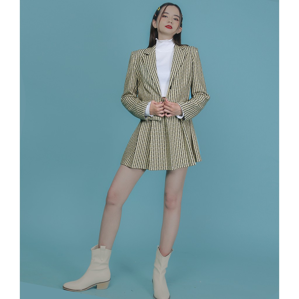 SET áo blazer croptop tay dài sọc tweed Dalla (có bán riêng sản phẩm) | BigBuy360 - bigbuy360.vn