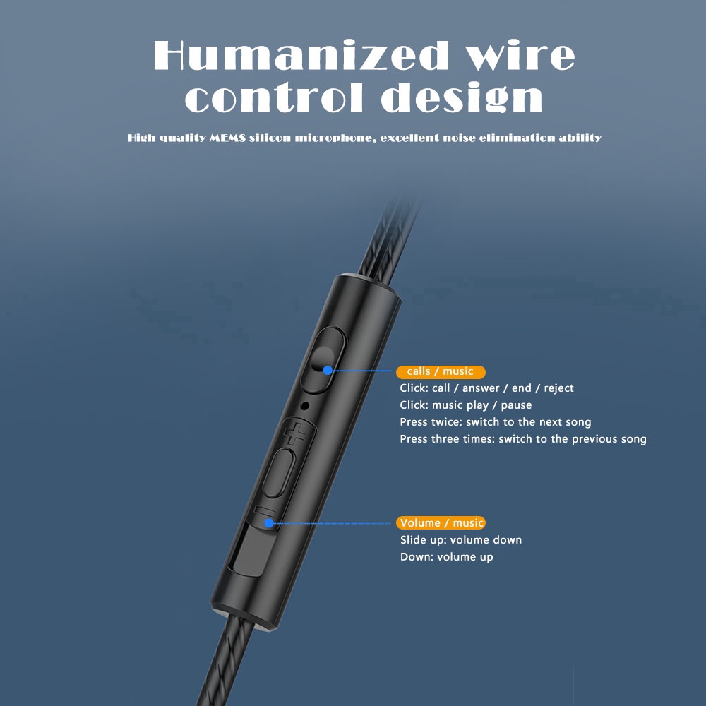 Tai Nghe Hai Bên Có Dây 3.5Mm, Tai Nghe Trong Tai Có Mic, Âm Trầm Nổi Hi-Fi, Chơi Game Thể Thao, Có Mic Cho Điện Thoại