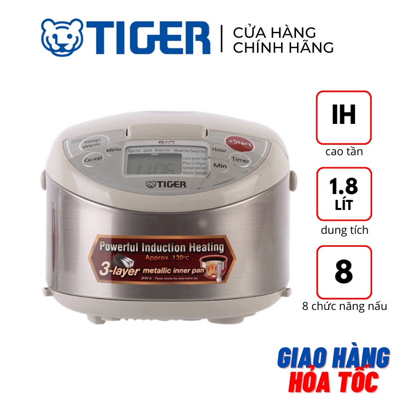 Nồi cơm điện tử cao tần IH 1,8 lít Tiger JKW-A18W 1400W - Hàng chính hãng