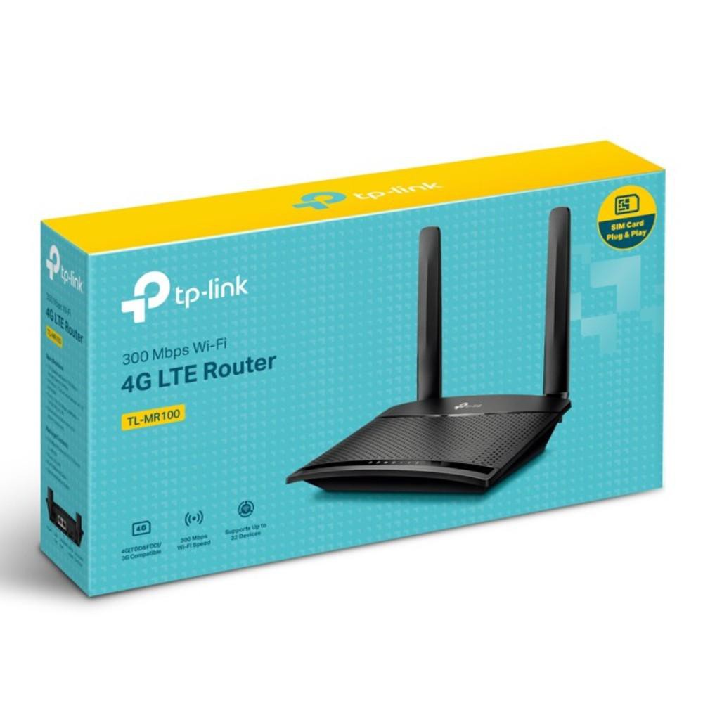 Bộ Phát WiFi Router 4G LTE TP-Link MR100 Chuẩn N Tốc Độ 300 Mbps - Hàng Chính Hãng