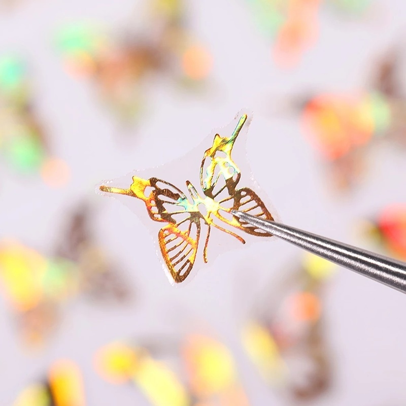 Miếng Dán Trang Trí Móng Tay Hình Bướm 3D Lấp Lánh