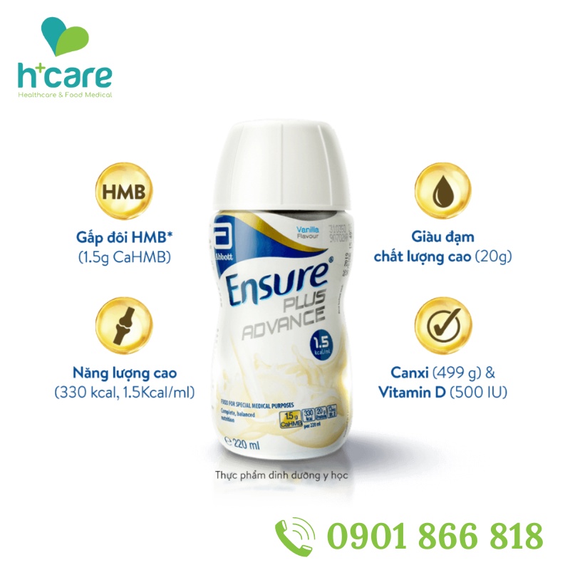 Sữa pha sẵn Abbott Ensure Plus Advance  220ml - Dinh dưỡng vàng cho người suy dinh dưỡng, suy mòn cơ