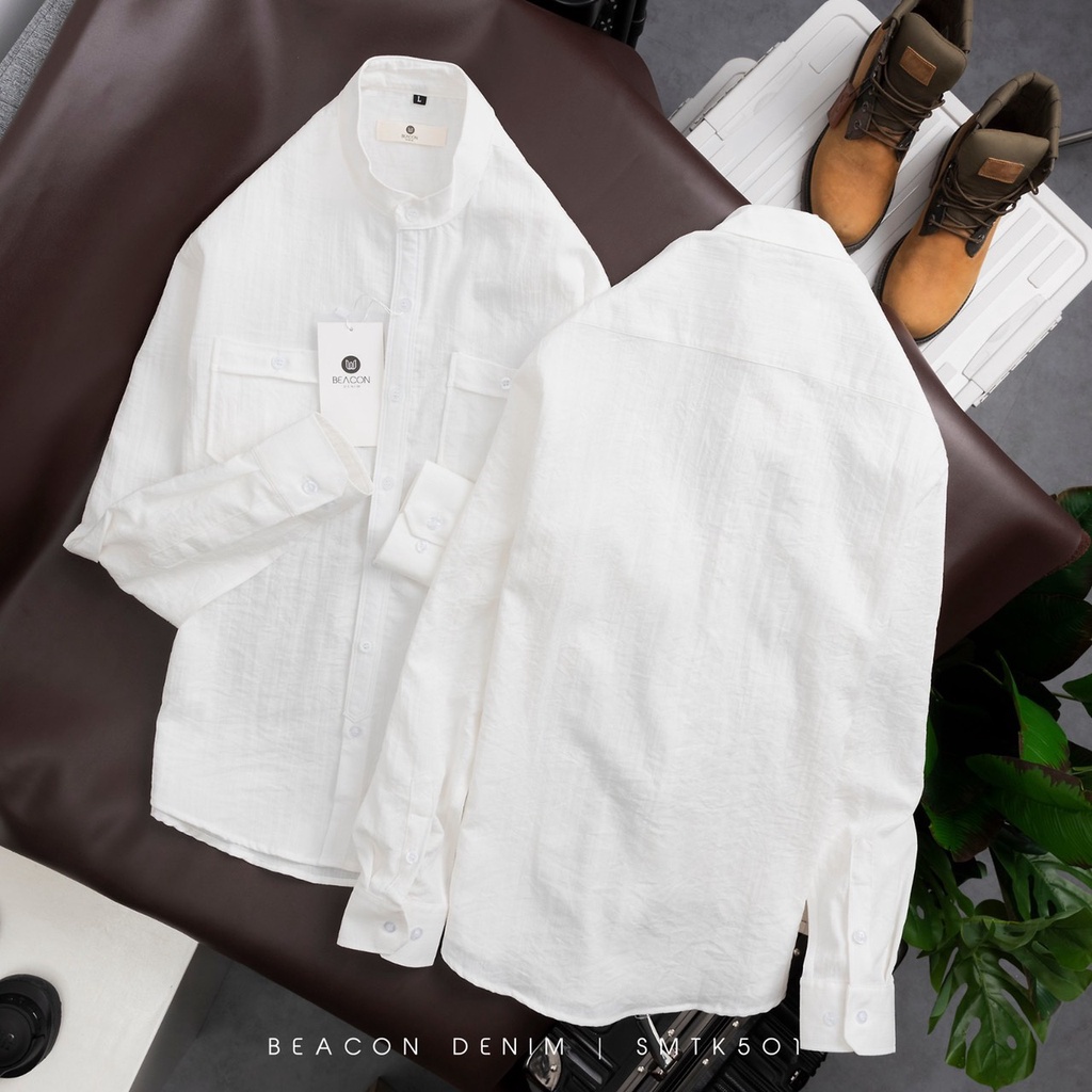 Áo Sơ Mi Nam Thiết Kế Chất Vải Linen BEACON DENIM Form Thường Thoáng Mát SMTK501