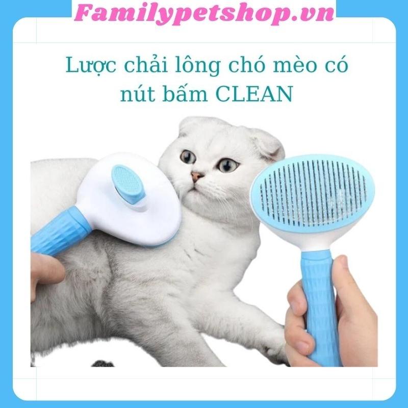 Lược chải lông cho chó mèo có nút bấm Clean chính hãng-familypetshop.vn
