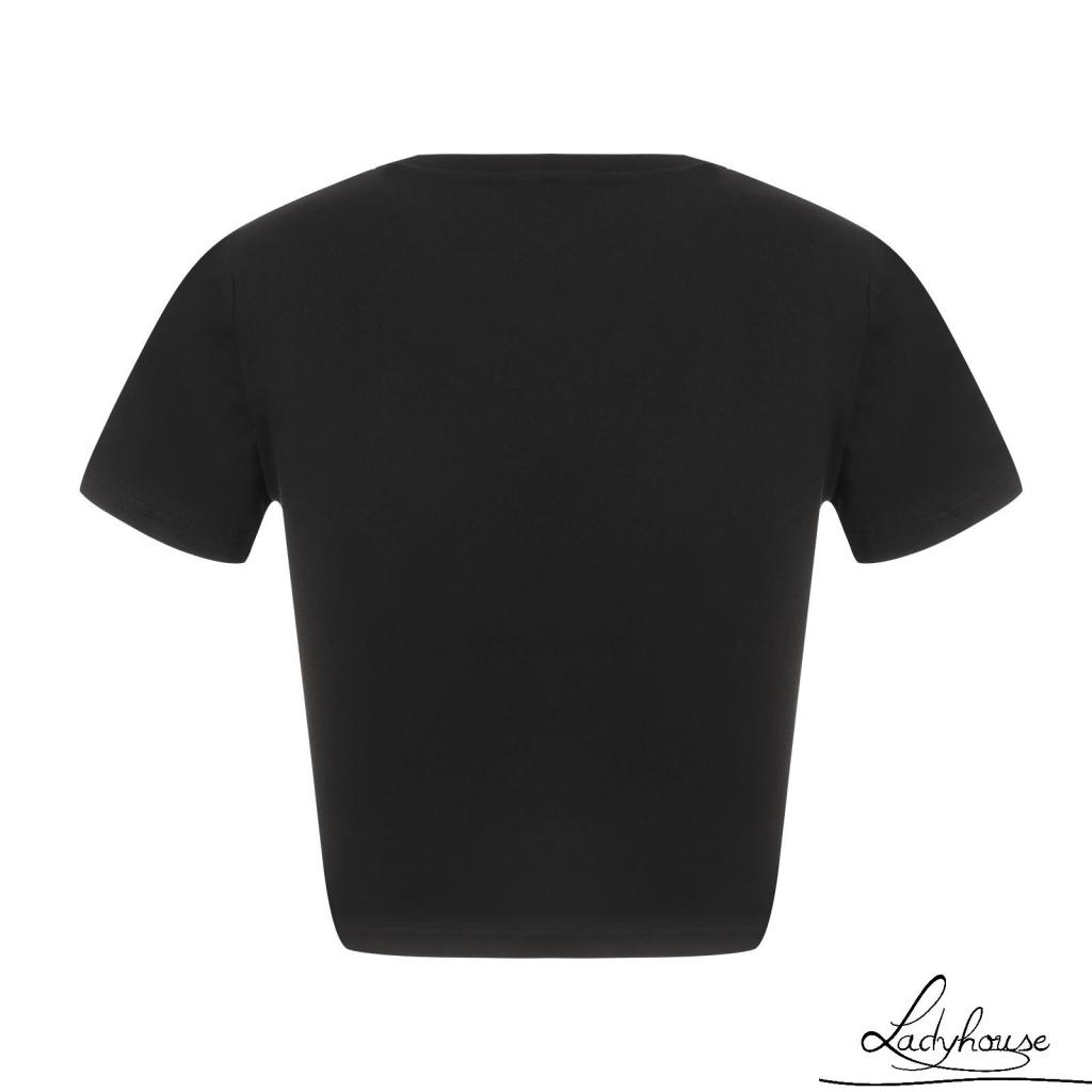 Áo Thun Tay Ngắn Cổ Tròn In Họa Tiết Đối Xứng Thời Trang Cho Nữ