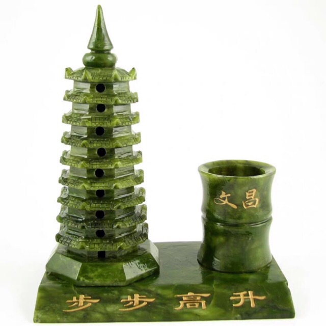 Tháp văn xương ống bút đá 15 cm hàng kiểm định