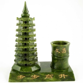 Tháp văn xương ống bút đá 15 cm hàng kiểm định