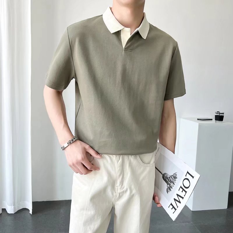 Áo Thun Polo Nam 2024 Cổ Bẻ Màu Trơn Đơn Giản Thời Trang Hàn Quốc Cho bigsize áo thun có cổ unisex Simple loose cotton áo thun nam có cổ