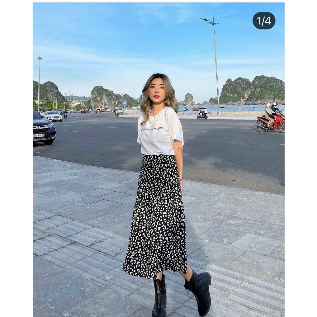 Chân váy hoa nhí vintage nhiều màu - Chân váy dài vintage