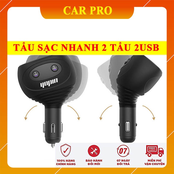 Bộ chia tẩu Yopin chia 2 nguồn tẩu, 2 cổng sạc 3.1Amax - CAR PRO