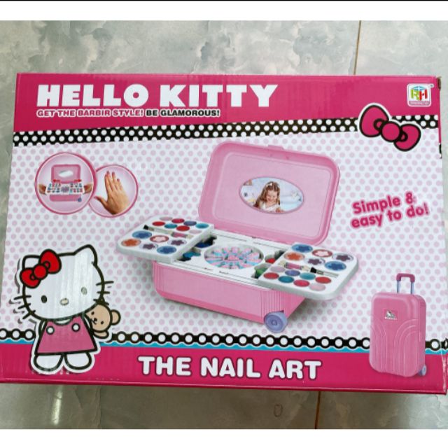 Vali trang điểm hello kitty đồ chơi trang điểm thật cho bé và búp bê
