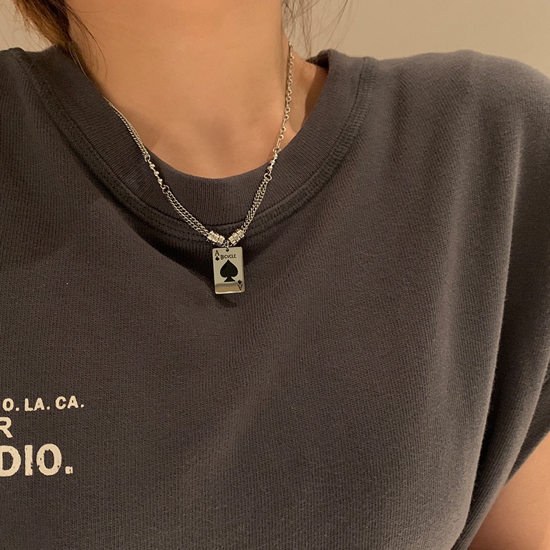 Vòng cổ Mặt Thẻ Bài Phong Cách Hip Hop Cổ Điển