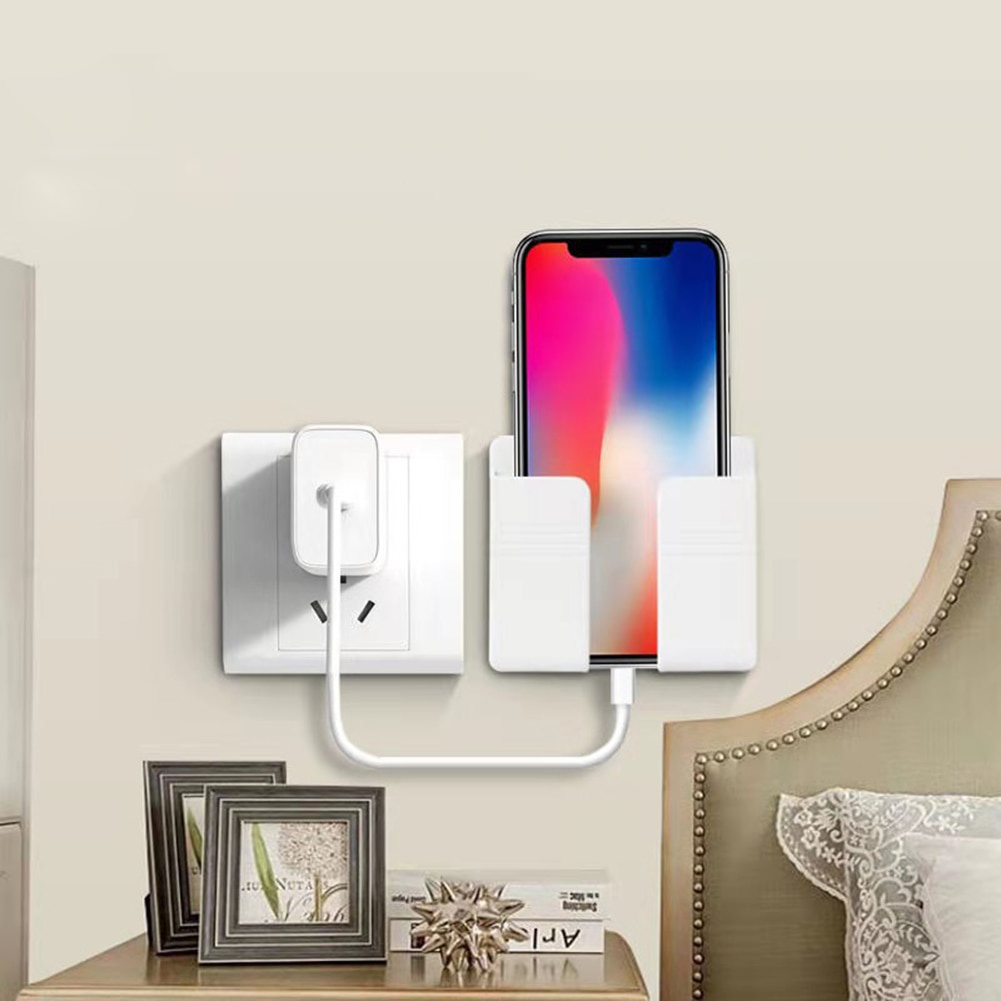 Kệ/ giá dán tường để điện thoại remote/ điều khiển thông minh, nhiều màu, giao ngẫu nhiên, có miếng dán