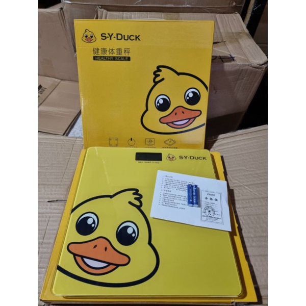 Cân điện tử thông minh, mà hình led mặt kính cường lực hình chú vịt vàng