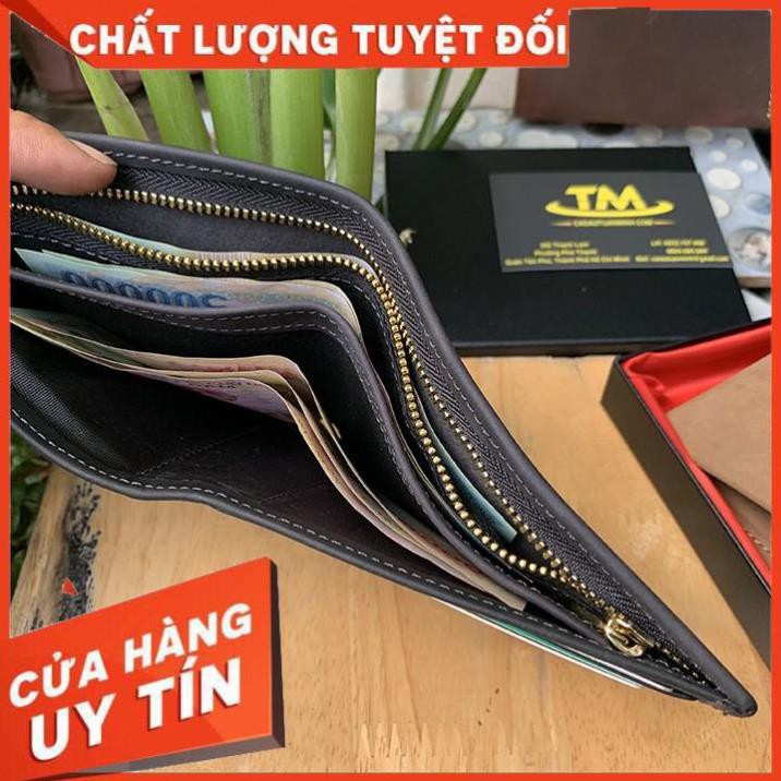 [ Da Cao Cấp 100% ] Ví Nam Da Bò Thật 100% Dây Kéo Bằng Đồng Cao Cấp VB27 | BigBuy360 - bigbuy360.vn