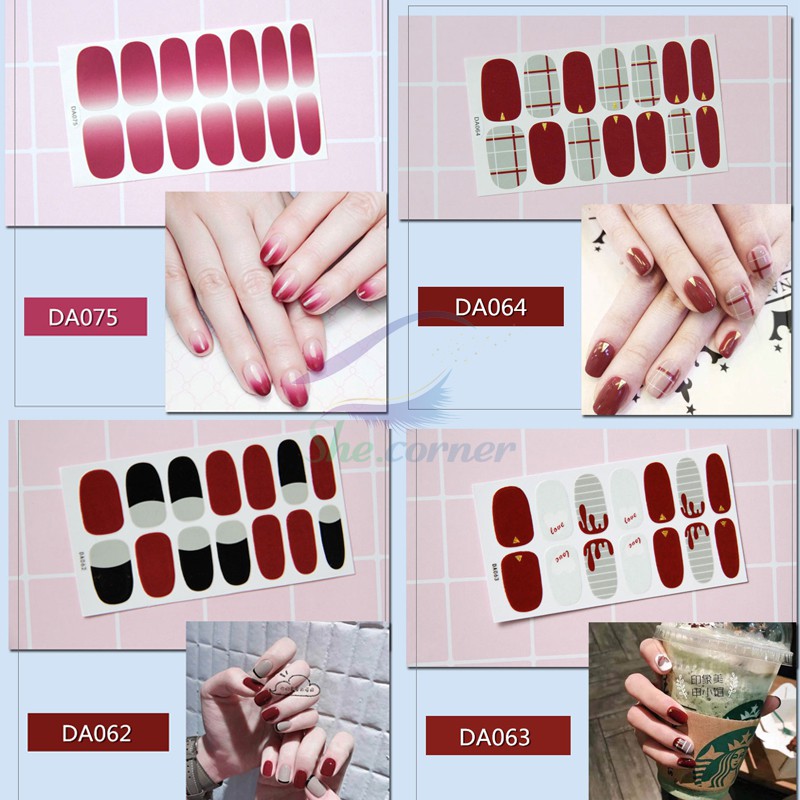 Bộ nail sticker 14 miếng dán móng tay trang trí 3D xinh xắn DA061-DA080 chống thấm nước