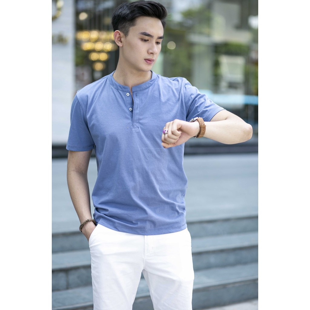 Áo Phông Nam Cổ Tàu Áo T-shirt Henley Cao Cấp MUSLAND VNXK (APML21005)Vải mềm mát, co giãn cực thoải mái