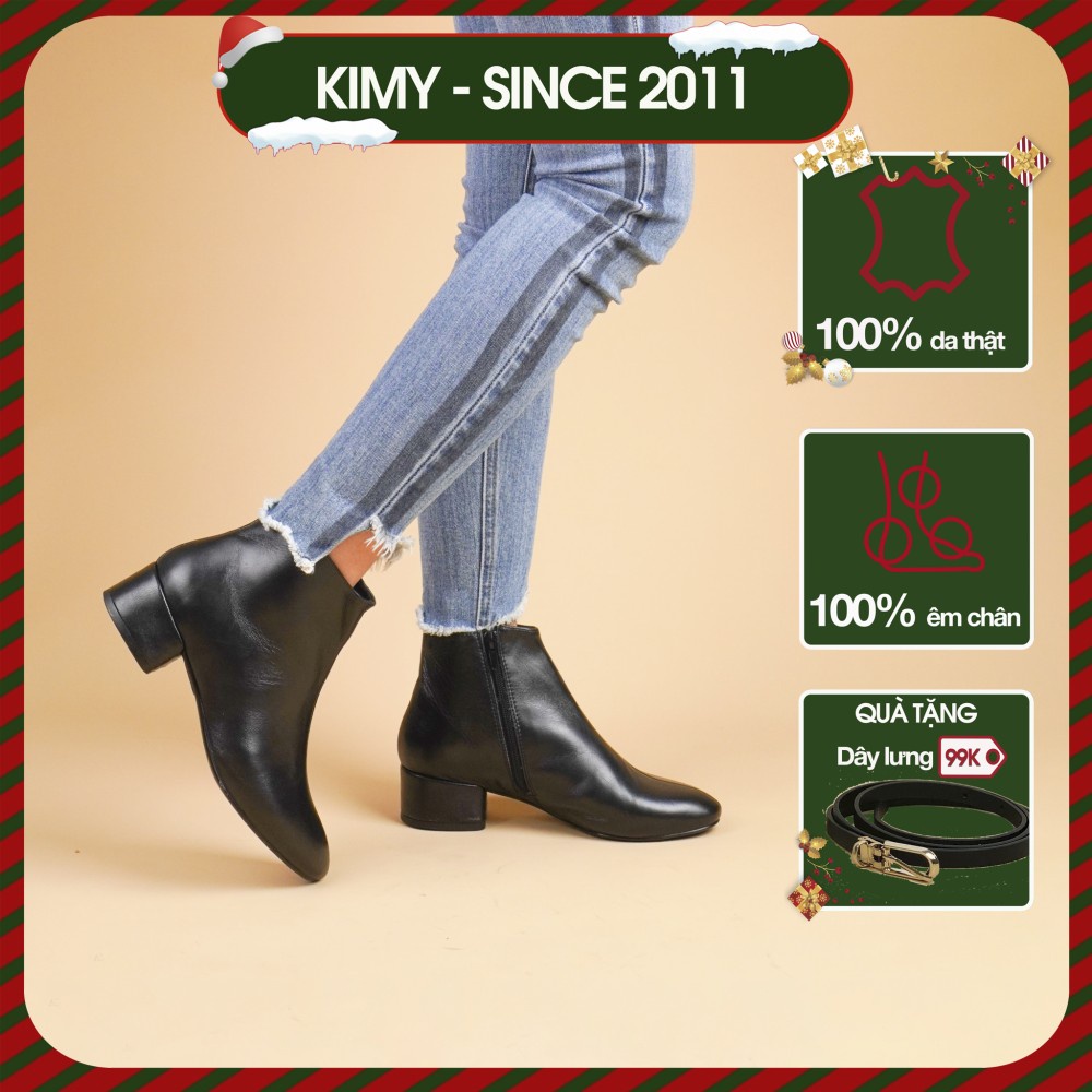 Boot nữ da dê VAG xuất Úc, boots nữ cổ thấp da thật gót 3cm- Kimy Store