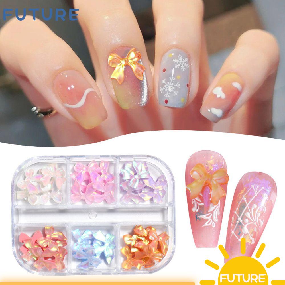 Phụ Kiện Dây Ruy Băng Trang Trí Móng Tay Mùa Đông Bằng Nhựa Acrylic Hình Bướm Aurora DIY