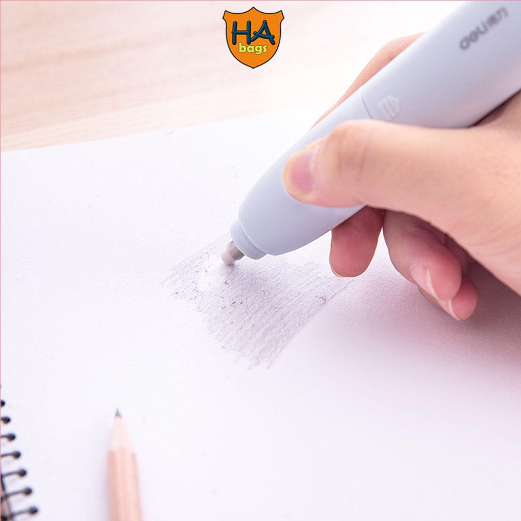 Bút tẩy chì dùng pin cho học sinh mẫu giáo và tiểu học tẩy nhanh, sạch, không rách giấy HB1011 sẵn pin và 10 lõi tẩy gôm