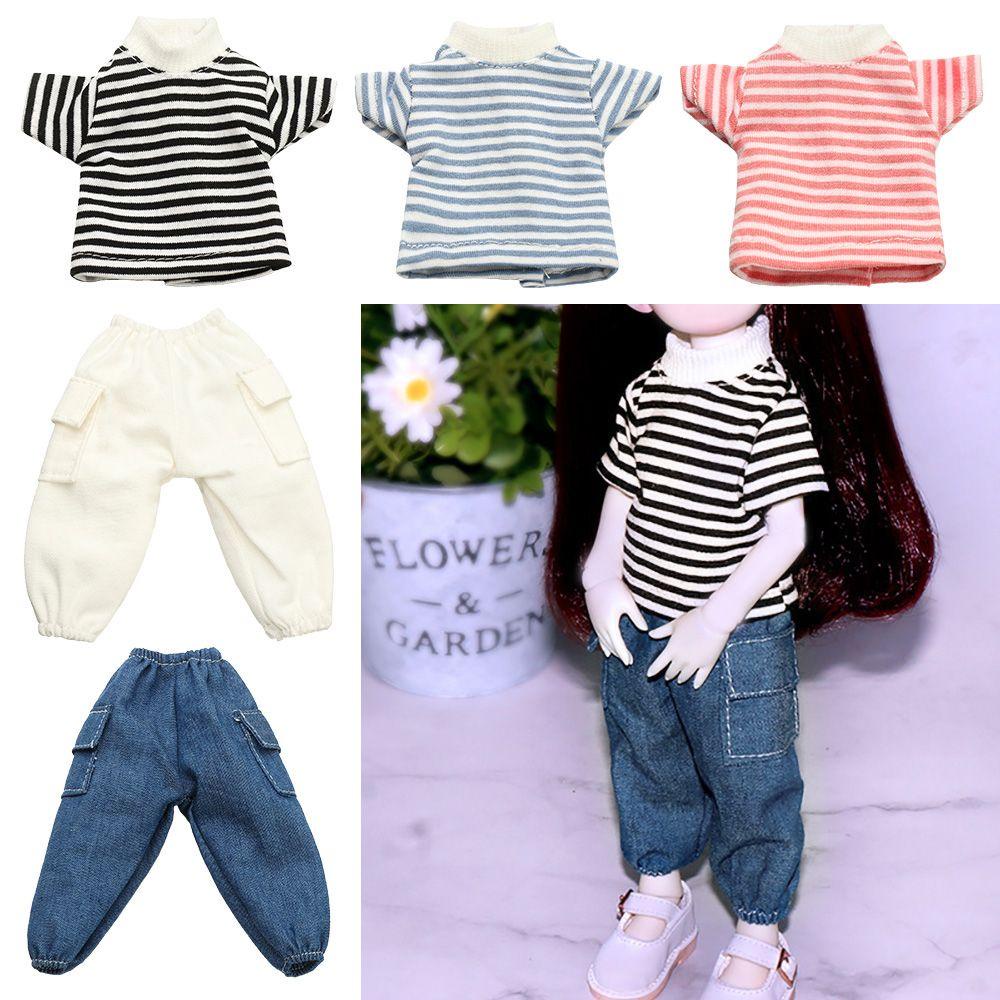 LUOL Bộ Quần Jeans Và Áo Tay Ngắn Cho Búp Bê 1 / 6 BJD 11.5 &quot;