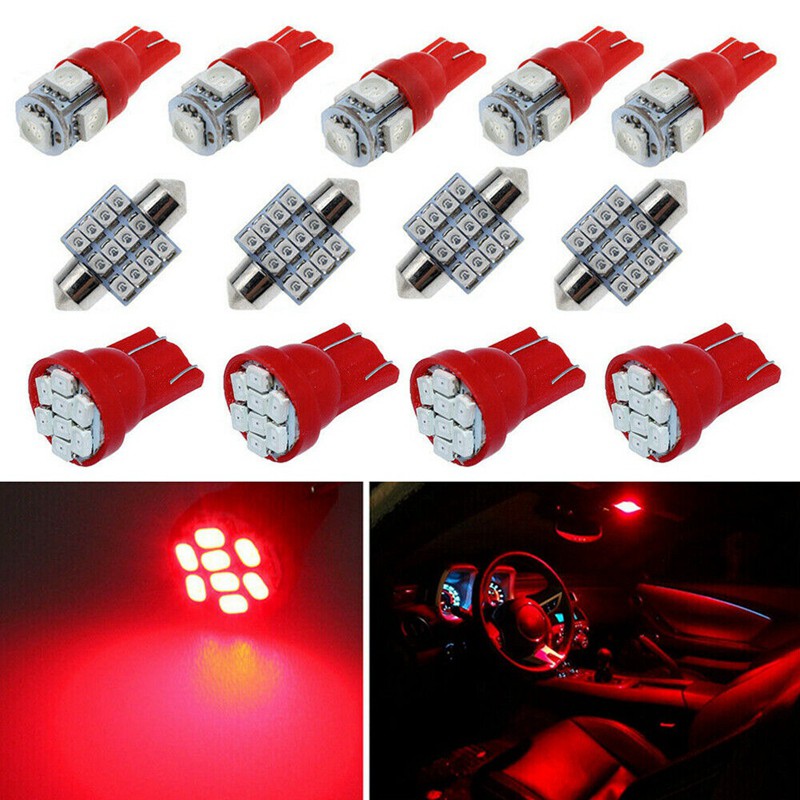 Set 13 Bóng Đèn Led Ánh Sáng Đỏ Cho Xe Ô Tô