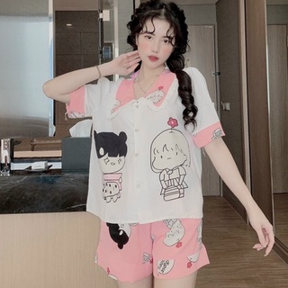 Bộ pijama tay ngắn quần đùi, đồ bộ tiểu thư hot trend mẫu mới