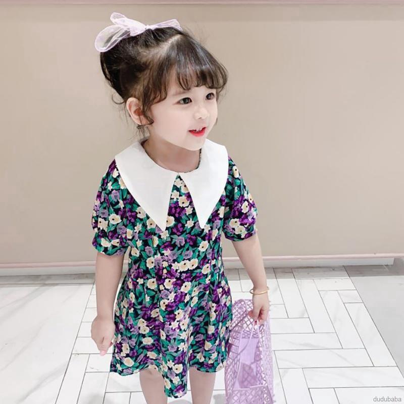 Đầm Hoa Ngắn Tay Thời Trang Cho Bé Gái