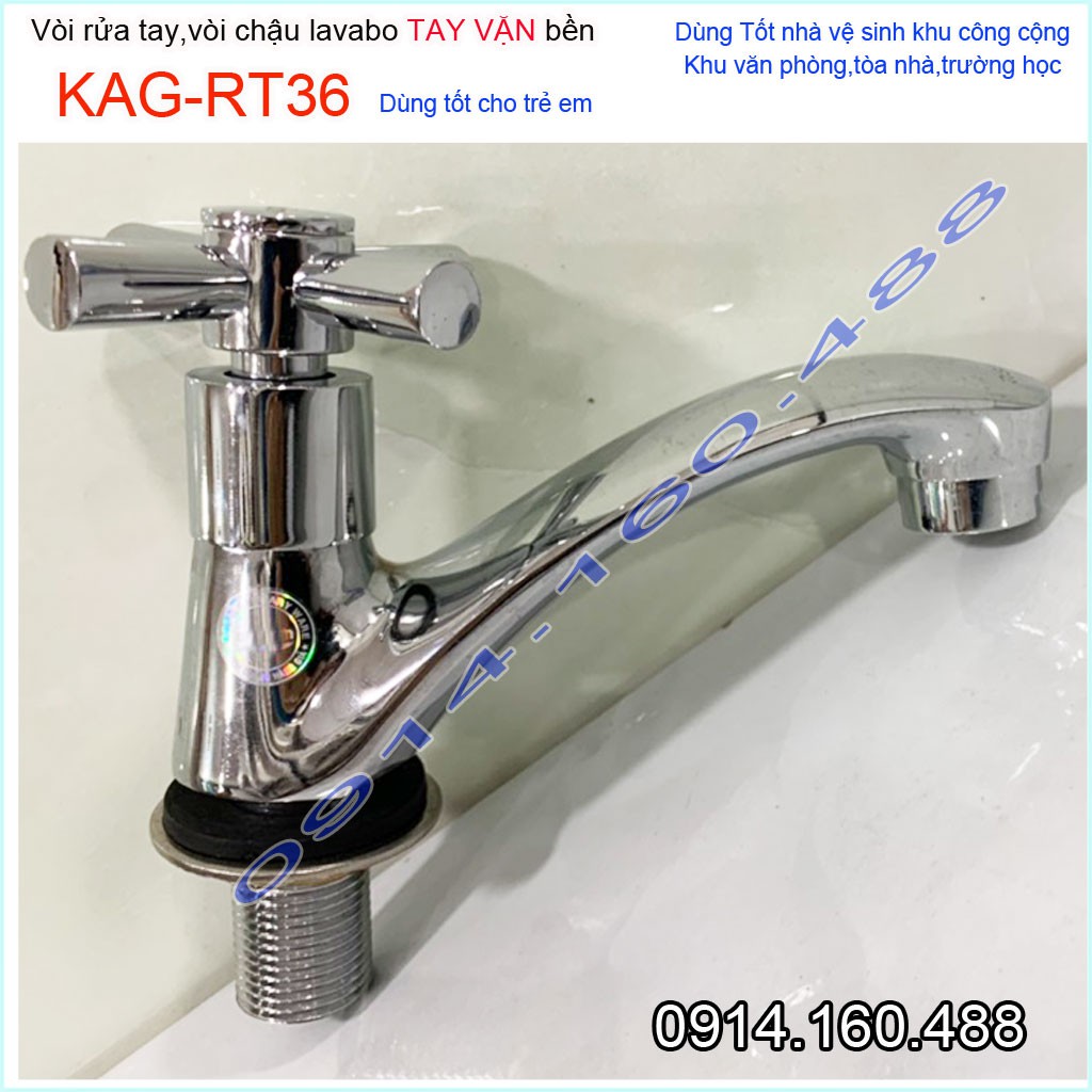 Vòi lavabo Aspavn KAG-RT36 kiểu chữ thập siêu bền, vòi chậu rửa mặt tay vặn nước mạnh sử dụng tốt