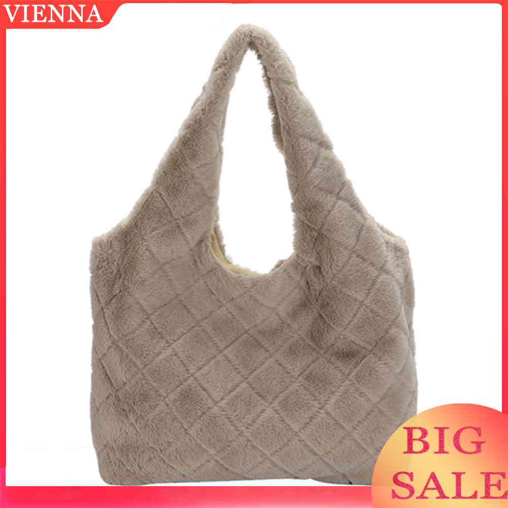 Túi Xách Lông Nhung Mềm Mại Họa Tiết Hình Thoi Thời Trang Thu Đông Cho Nữ