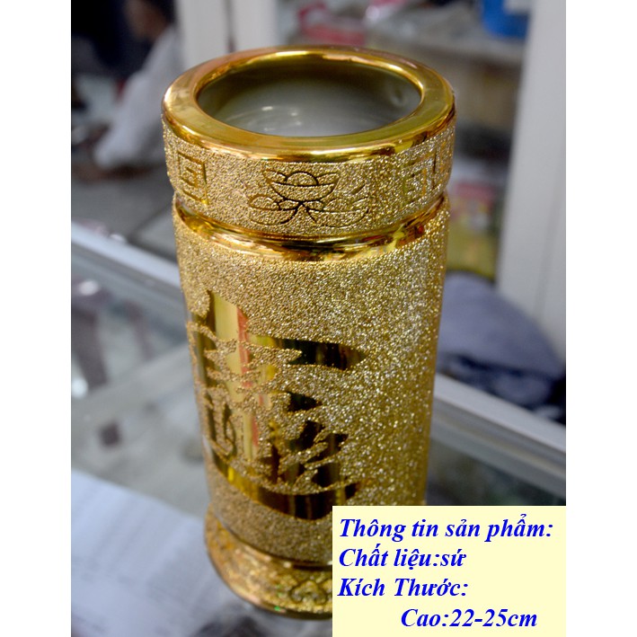 Ống đựng nhang kim sa vàng