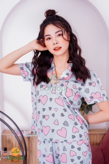 Bộ Lụa xanh tim hồng - lửng