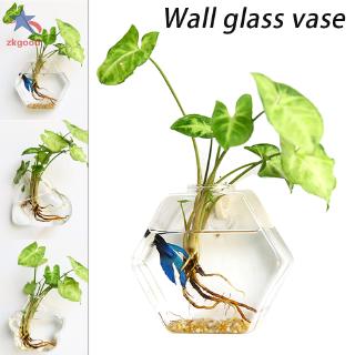 Chậu trồng cây nuôi cá treo tường trang trí bằng thuỷ tinh